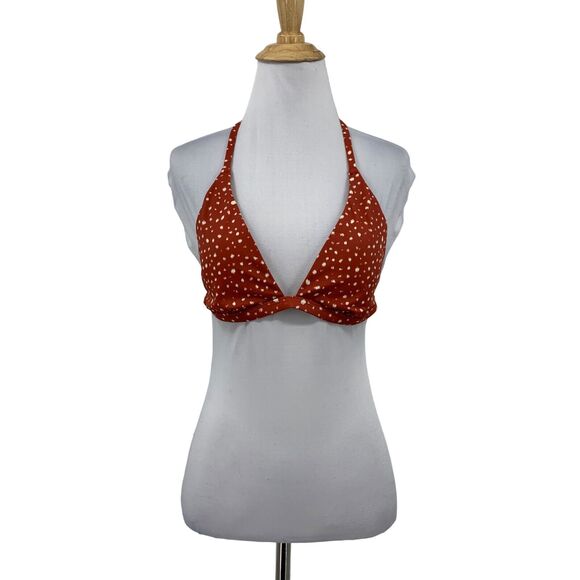 Chelsea28 Red Elevated Triangle Bikini Top Womens M Medium Padded Halter Tie - Picture 1 of 15